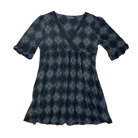 ICE Silk Plaid V-Neck Tunic Mini Dress Woman’s Size 1XL - Picture 4 of 12